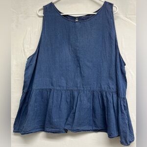 GAP Tank Top XXL Coastal Grandma Boho Denim Look 100% Cotton Great for layers!